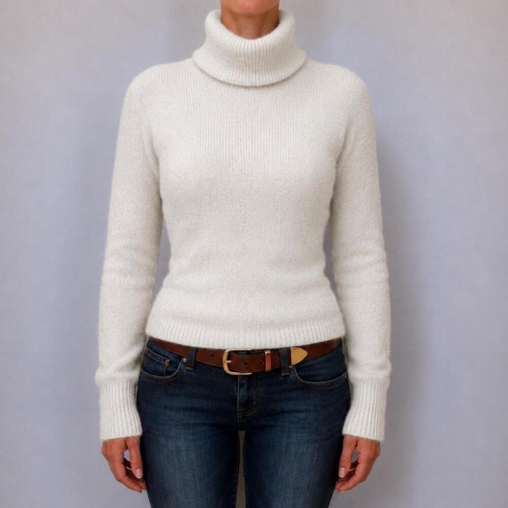 Vintage Chicos 100% Cashmere Soft Ivory Luxury Turtleneck Sweater Size 0 XS/S